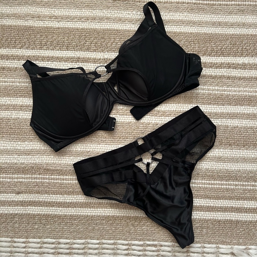Bare Necessities Contradiction by Pour Moi Bra and Pantie Set Black 38F XL